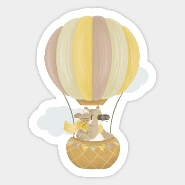 Cat in a hot air balloon Sticker by AbbyCatAtelier
